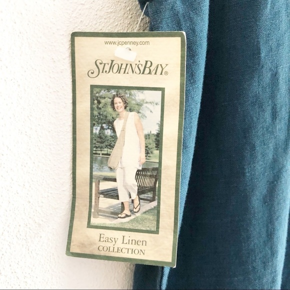 St. John’s Bay Tunic Blue Linen Embroidered Details Small - Picture 6 of 10